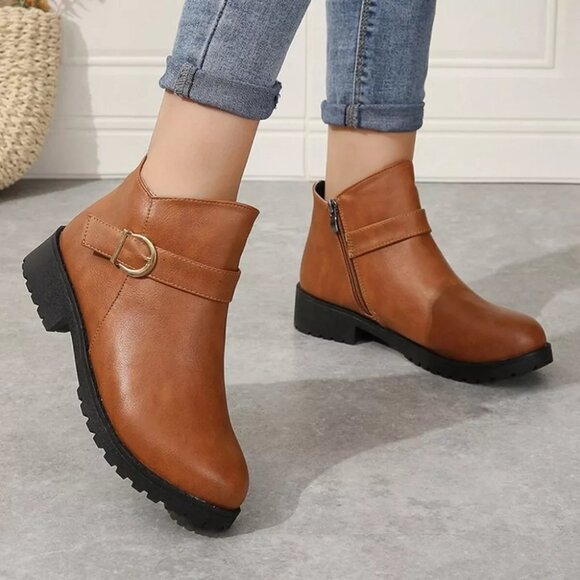 Buckle Accent Ankle Boots - Picture 9 of 10